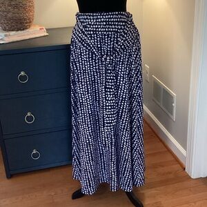 Elegant Navy and White Polka Dot Maxi Skirt